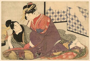 Jonge man met courtisane, Kitagawa Utamaro, 1799 / Rijksmuseum