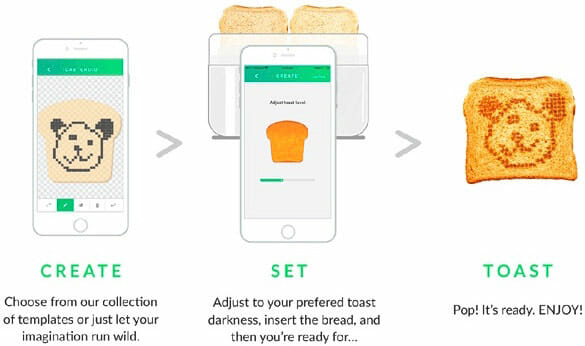 Making toast with Toasteroid is super easy. Just download the Toasteroid companion mobile app, connect your smart phone to Toasteroid via Bluetooth and toast away!
